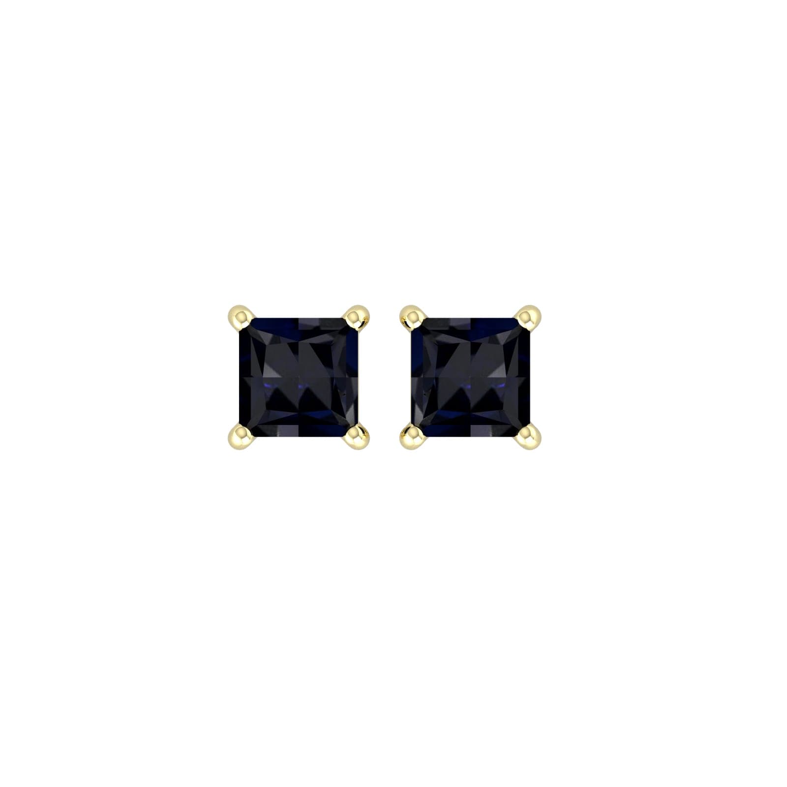 9ct Yellow Gold 4 Claw Square Sapphire 5mm x 5mm Stud Earrings