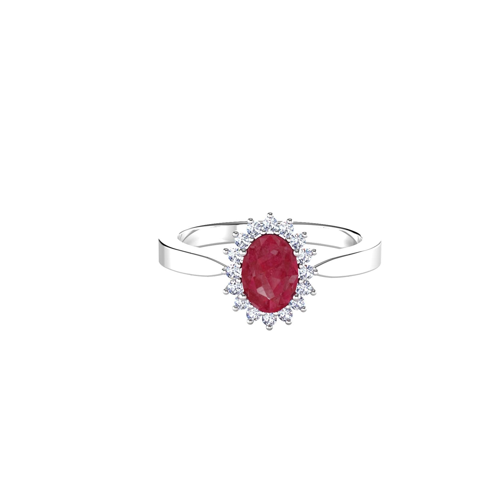 18ct White Gold Ruby & Diamond Cluster Ring