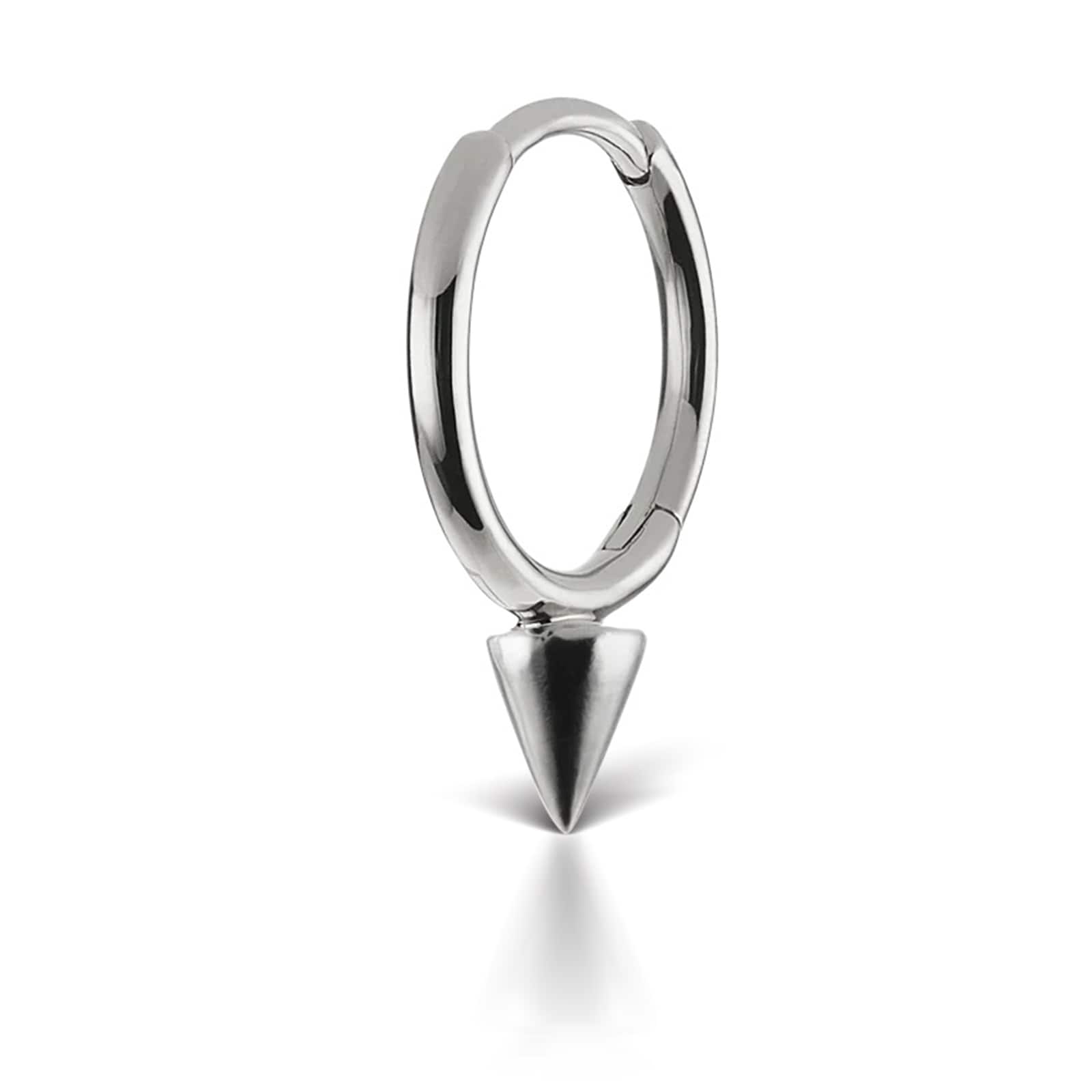 14ct White Gold 8mm Short Spike Single Hoop Earring