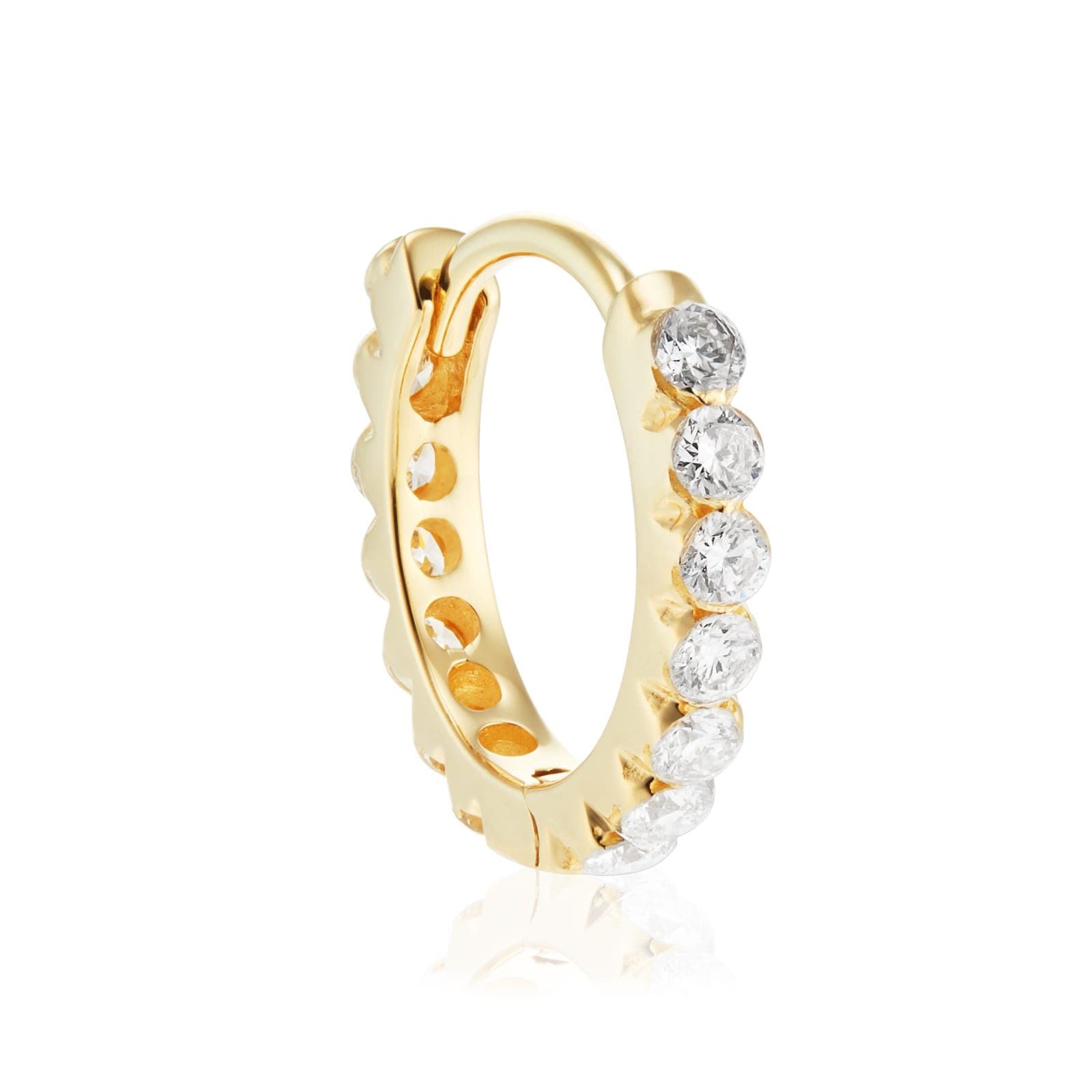 18ct Yellow Gold 8mm Invisible Set Diamond 0.22ct Eternity Single Hoop Earring