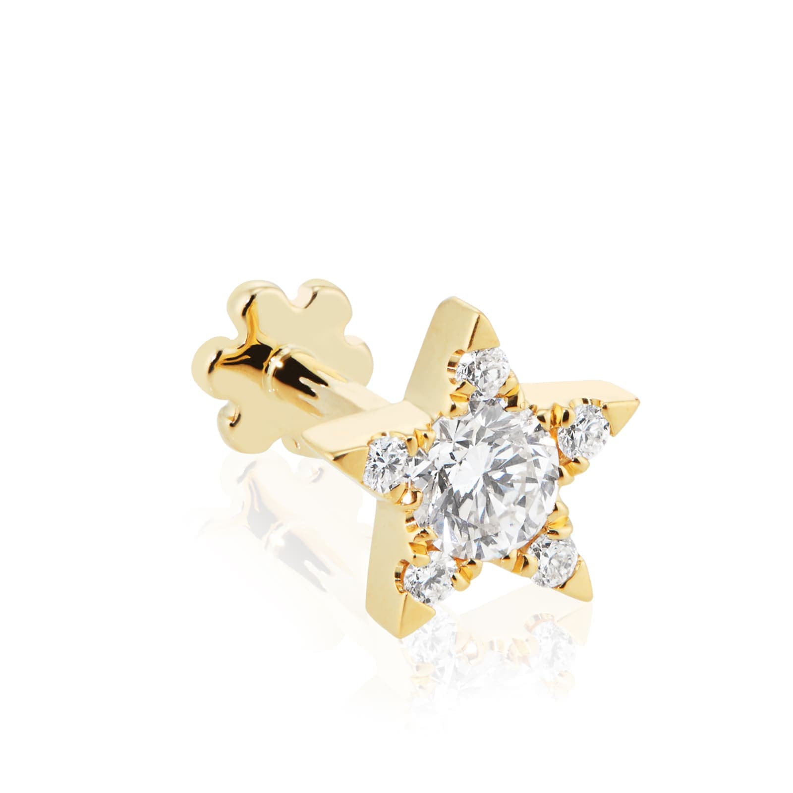 18ct Yellow Gold 0.12ct Diamond Star Single Threaded Stud Earring
