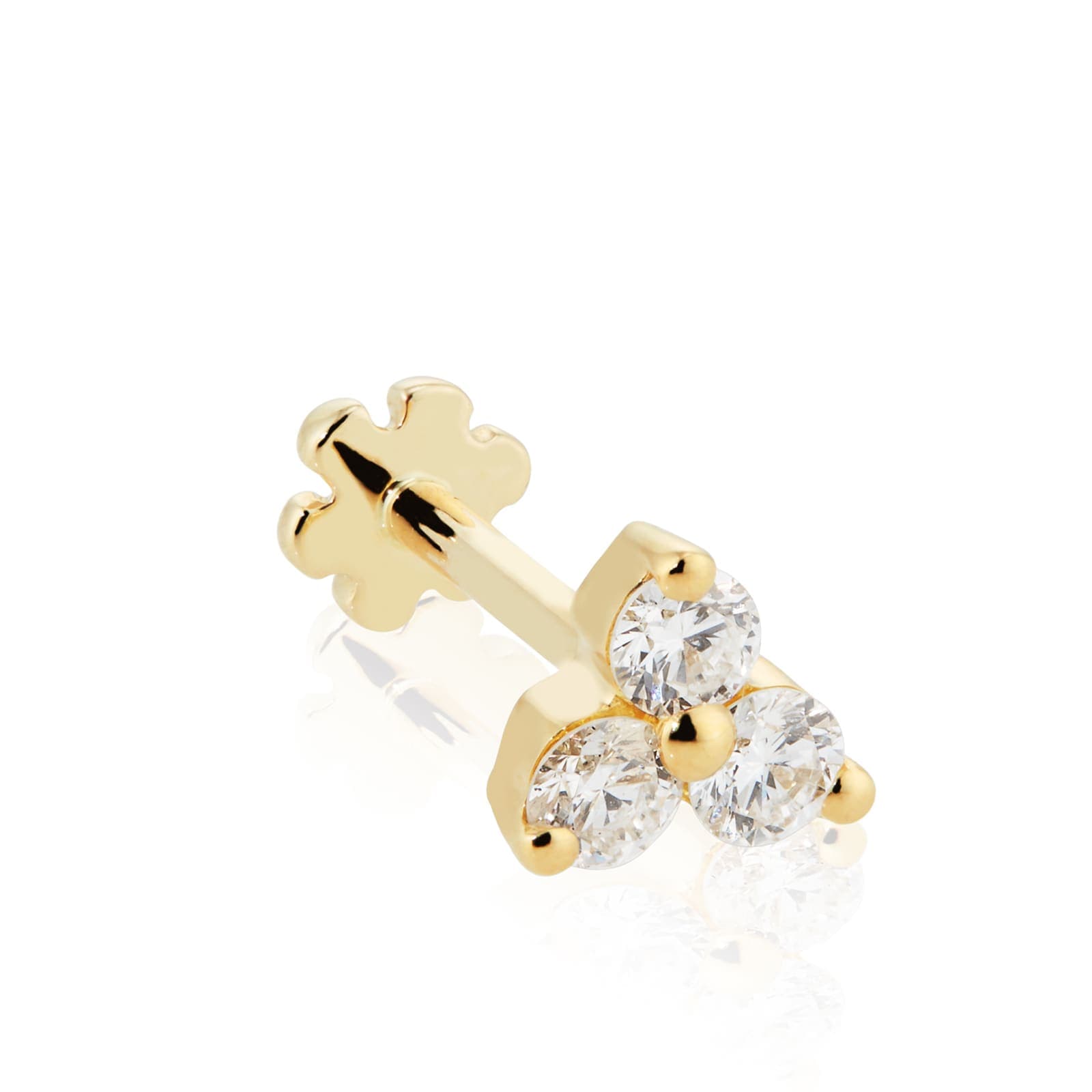 18ct Yellow Gold 0.10ct Diamond Trinity Single Threaded Stud Earring