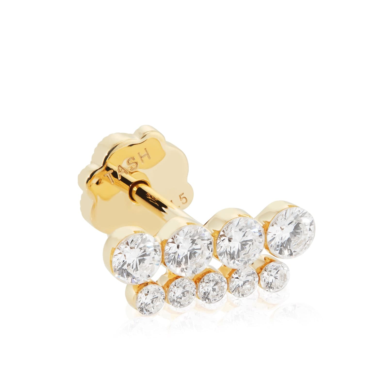 18ct Yellow Gold Invisible Set 0.39ct Diamond Single Threaded Stud Earring