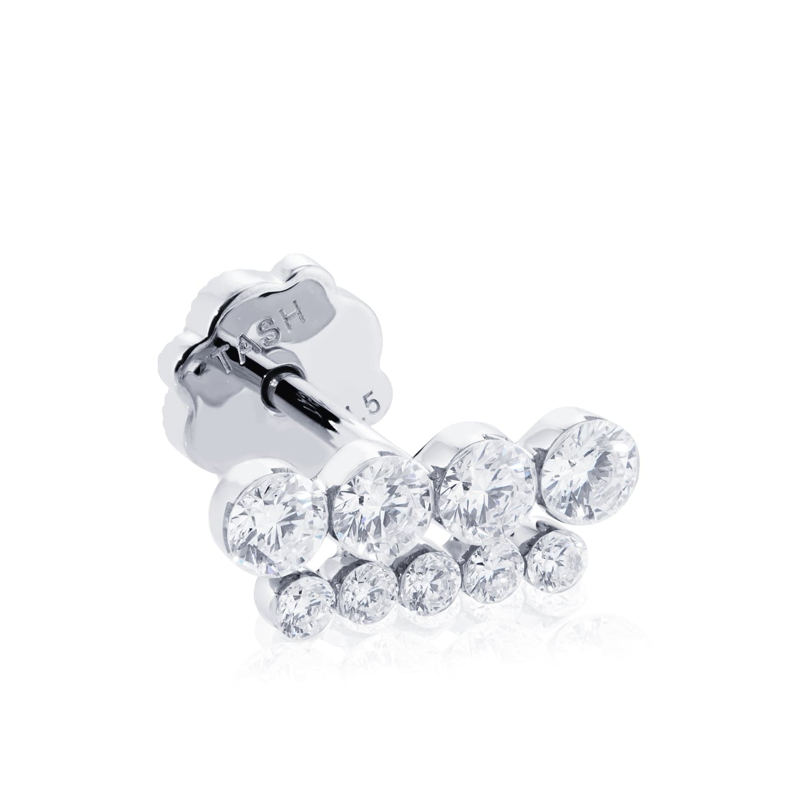 18ct White Gold Invisible Set 0.39ct Diamond Single Threaded Stud Earring