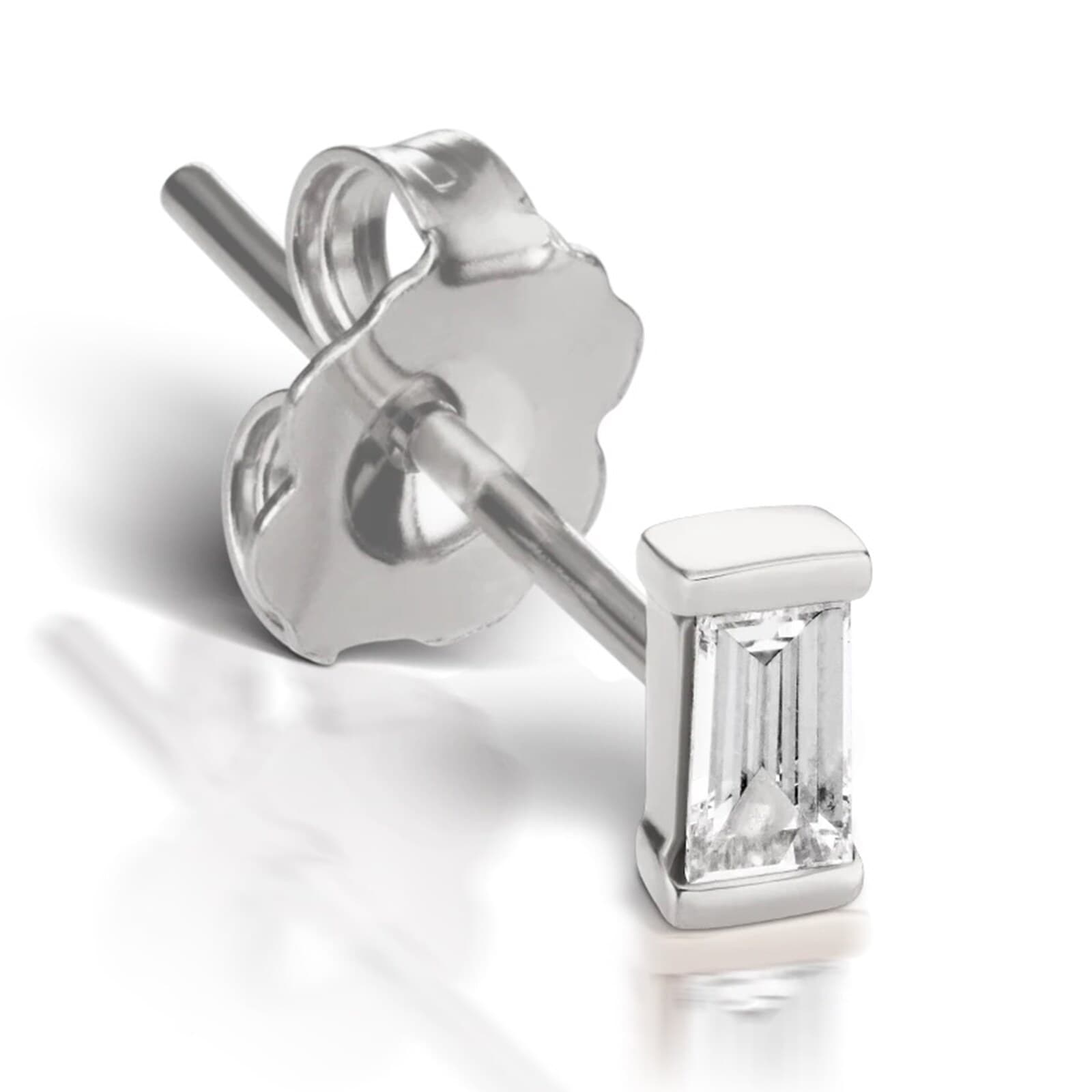 18ct White Gold Baguette 0.06ct Diamond Single Traditional Stud Earring