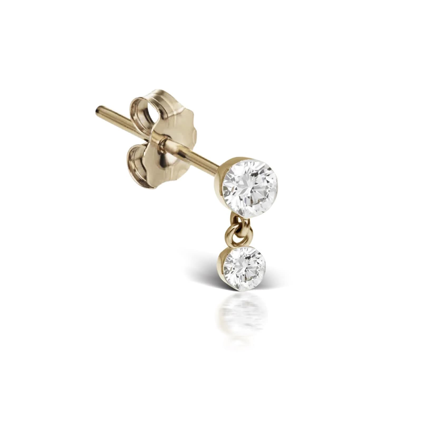18ct Yellow Gold Invisible Set 0.05ct Diamond Single Traditional Stud Earring