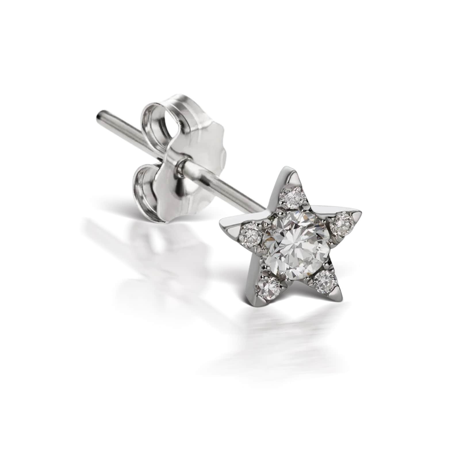 18ct White Gold 0.12ct Diamond Star Single Traditional Stud Earring