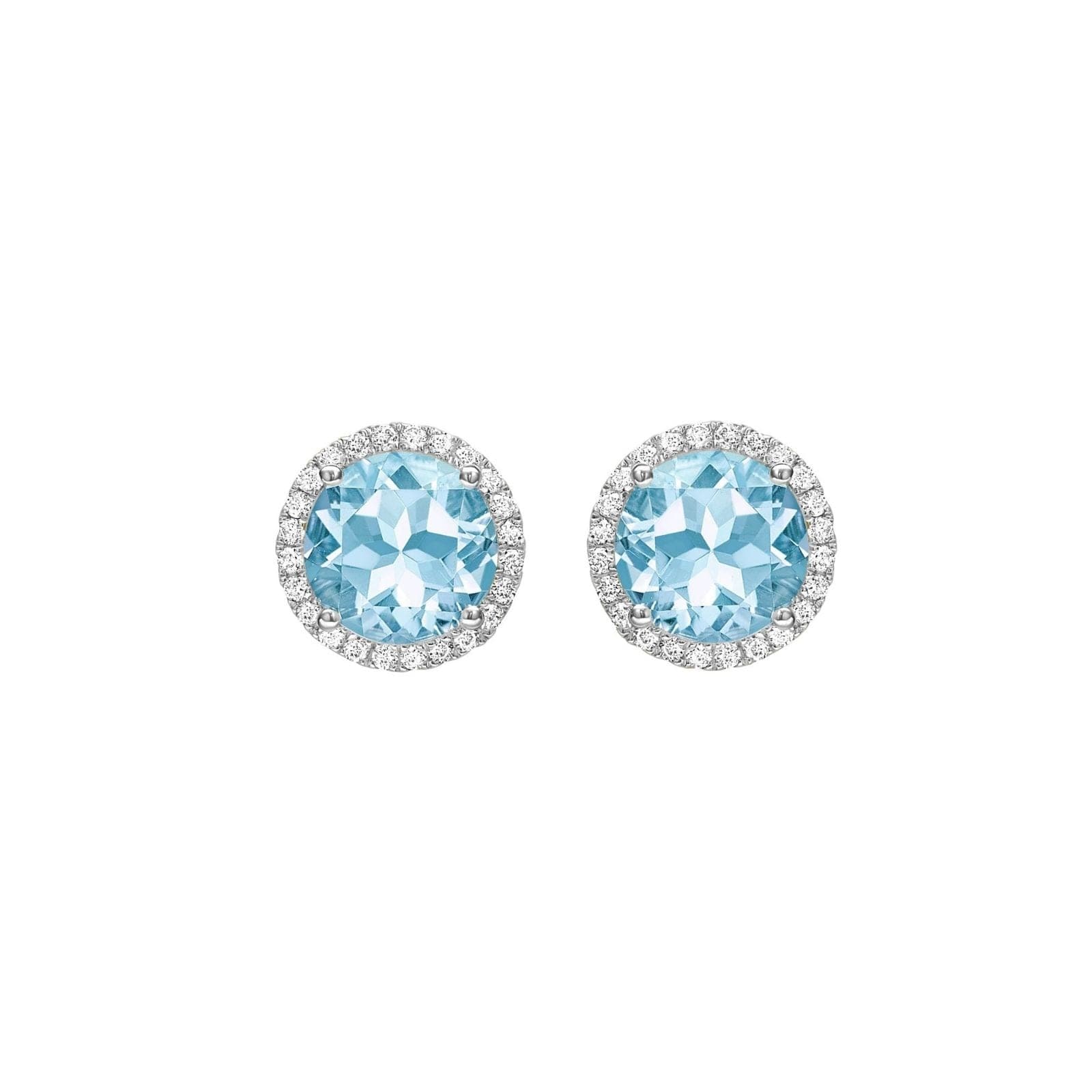 Grace 18ct White Gold, Blue Topaz & 0.19cttw Diamond Earrings