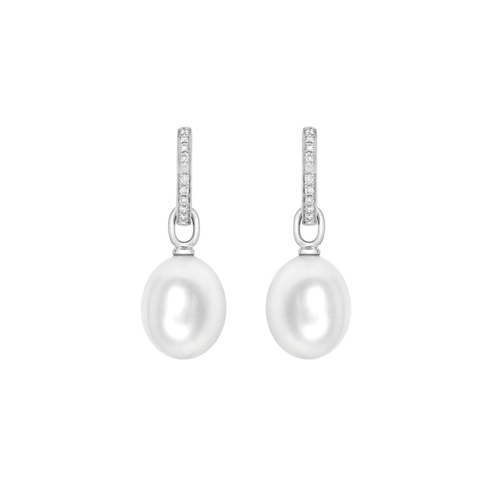 Kiki Classics 18ct White Gold, Pearl Drops With 0.12cttw Diamond Hoop Earrings