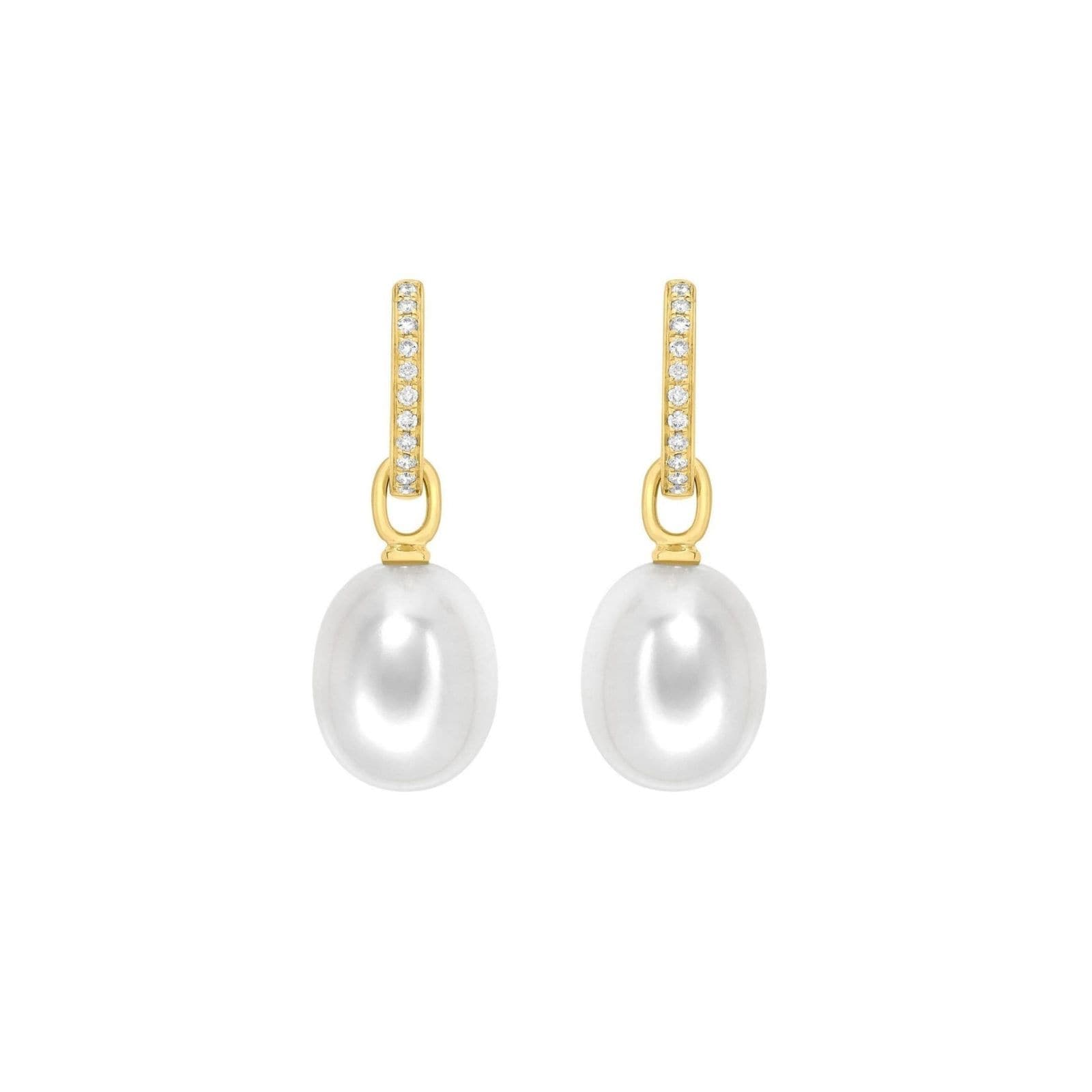 Kiki Classics 18ct Yellow Gold, Pearl Drops With 0.13cttw Diamond Hoop Earrings