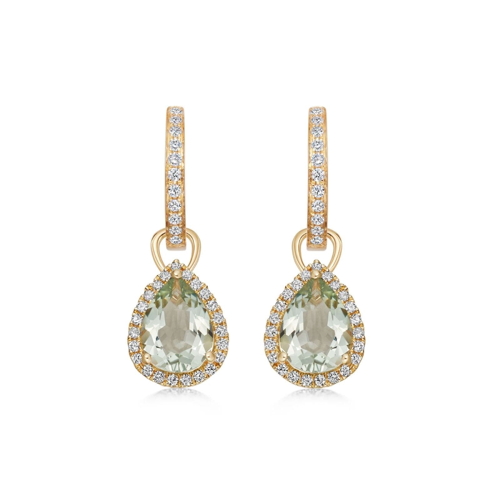 18ct Yellow Gold 0.28ct Diamond & Green Amethyst Drop Earrings