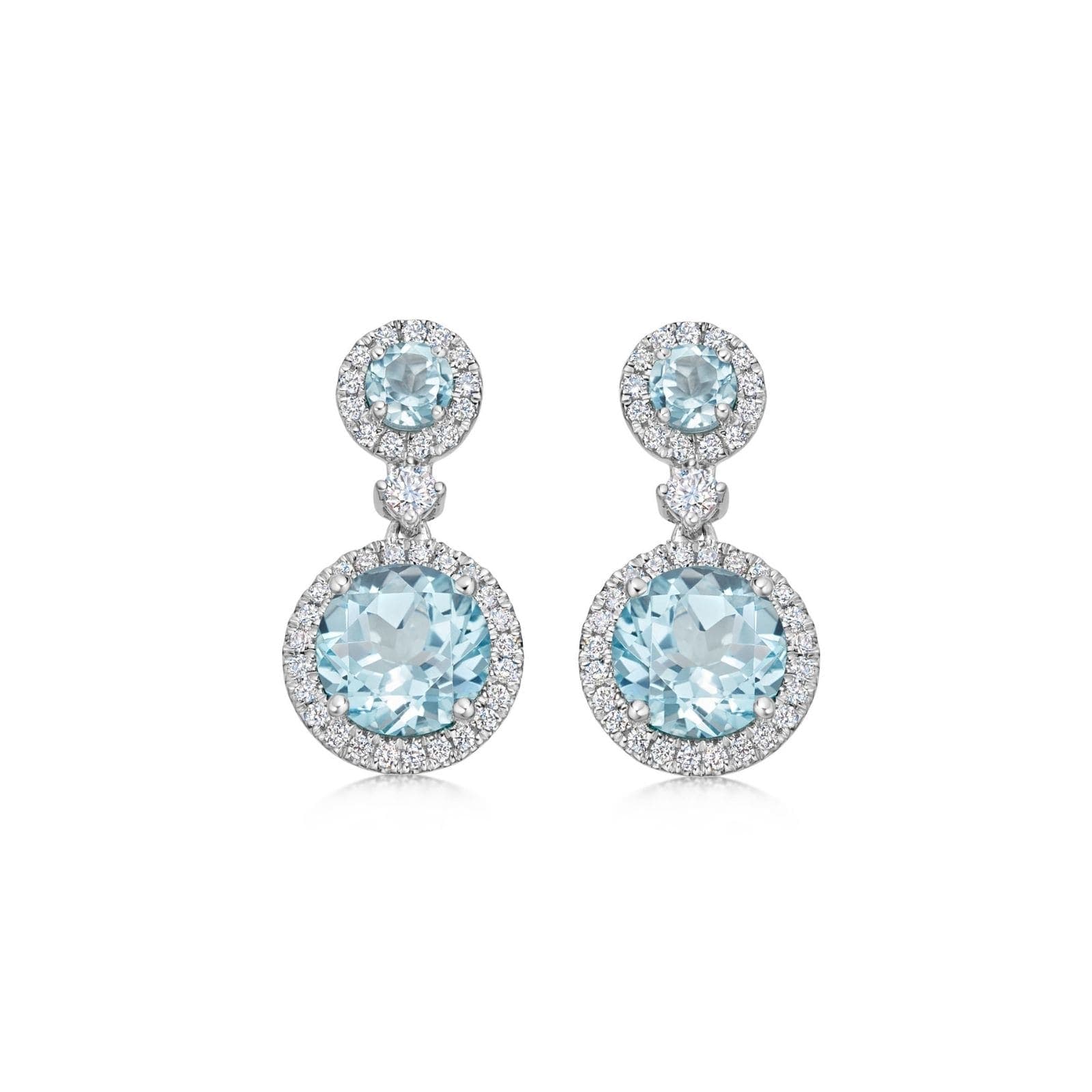 18ct White Gold 0.36ct Diamond & Blue Topaz Earrings
