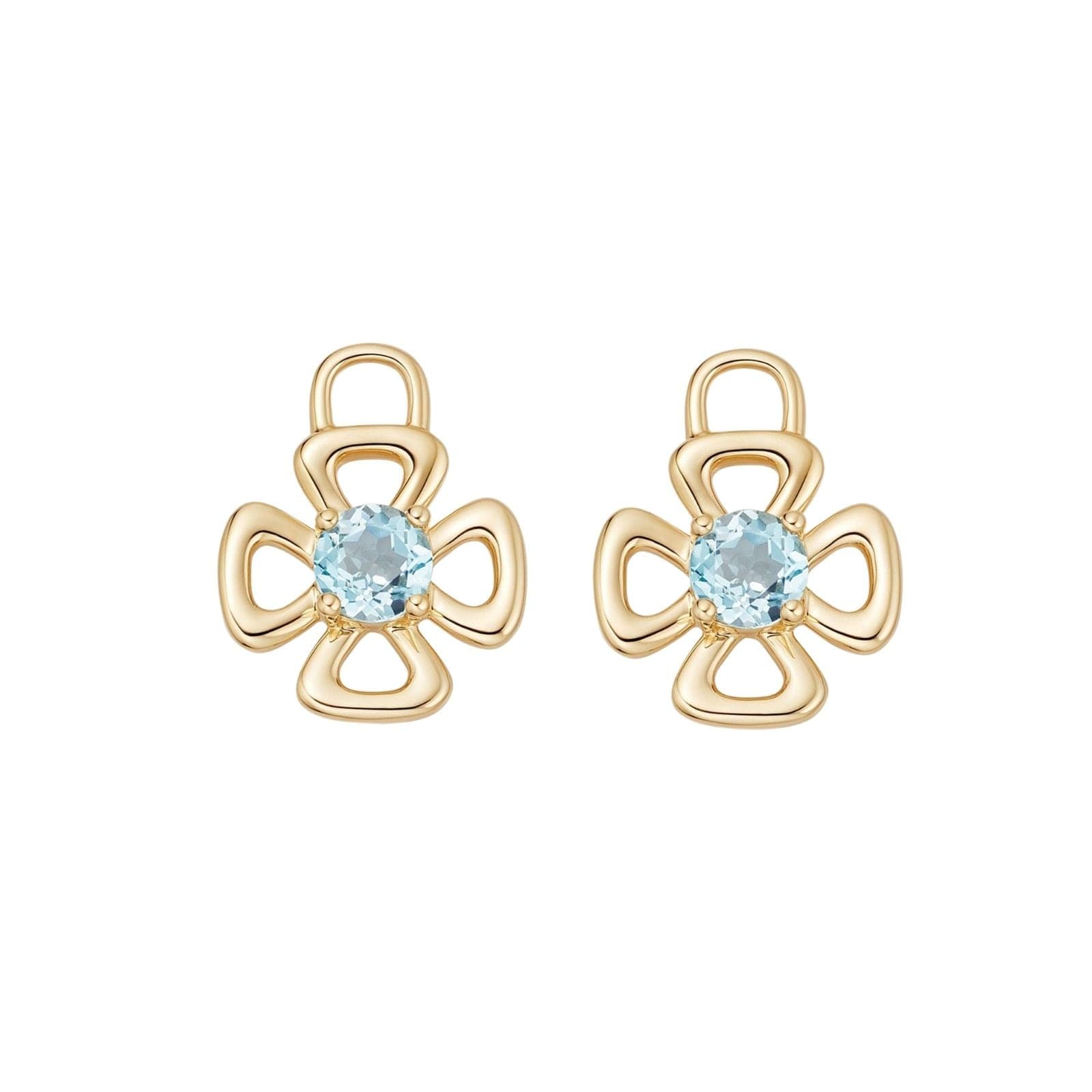 18ct Yellow Gold Four Petal Blue Topaz Detachable Drops