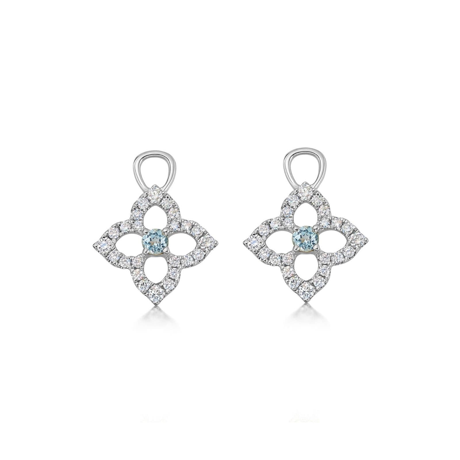 18ct White Gold Pointed Petal & Blue Topaz Detachable Drops
