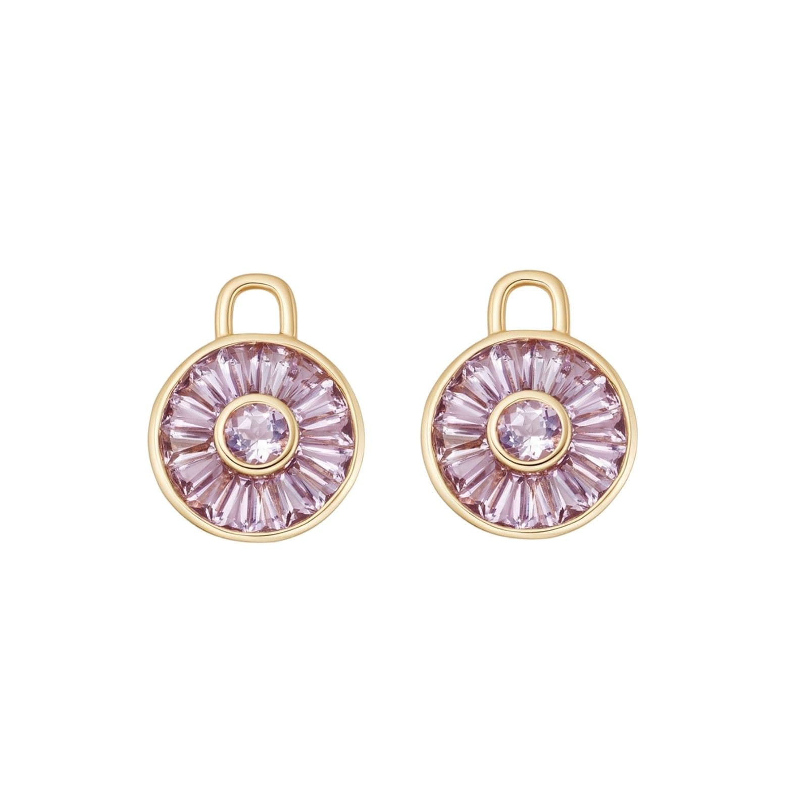 18ct Yellow Gold Lavender Amethyst Round Mosaic Detachable Drops