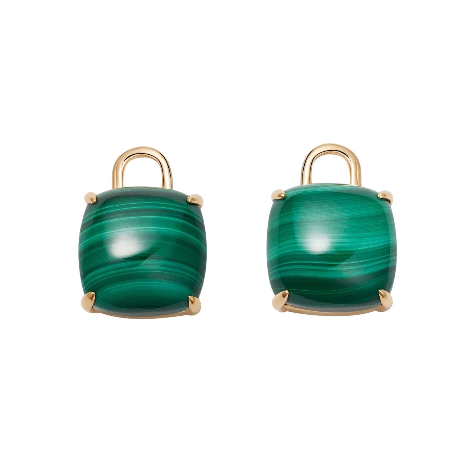 18ct Yellow Gold Malachite Cushion Detachable Drops