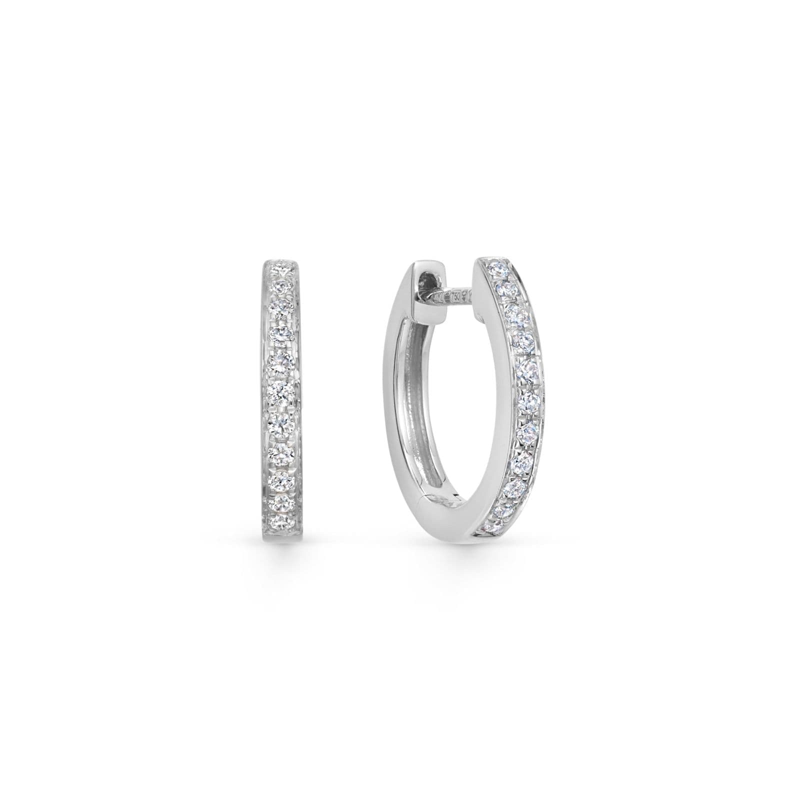 18ct White Gold 0.13ct Diamond Classic Hoops