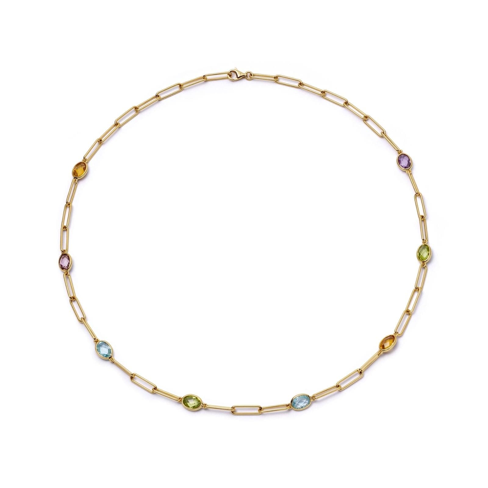 18ct Yellow Gold Multi Gemstone Chain Necklace
