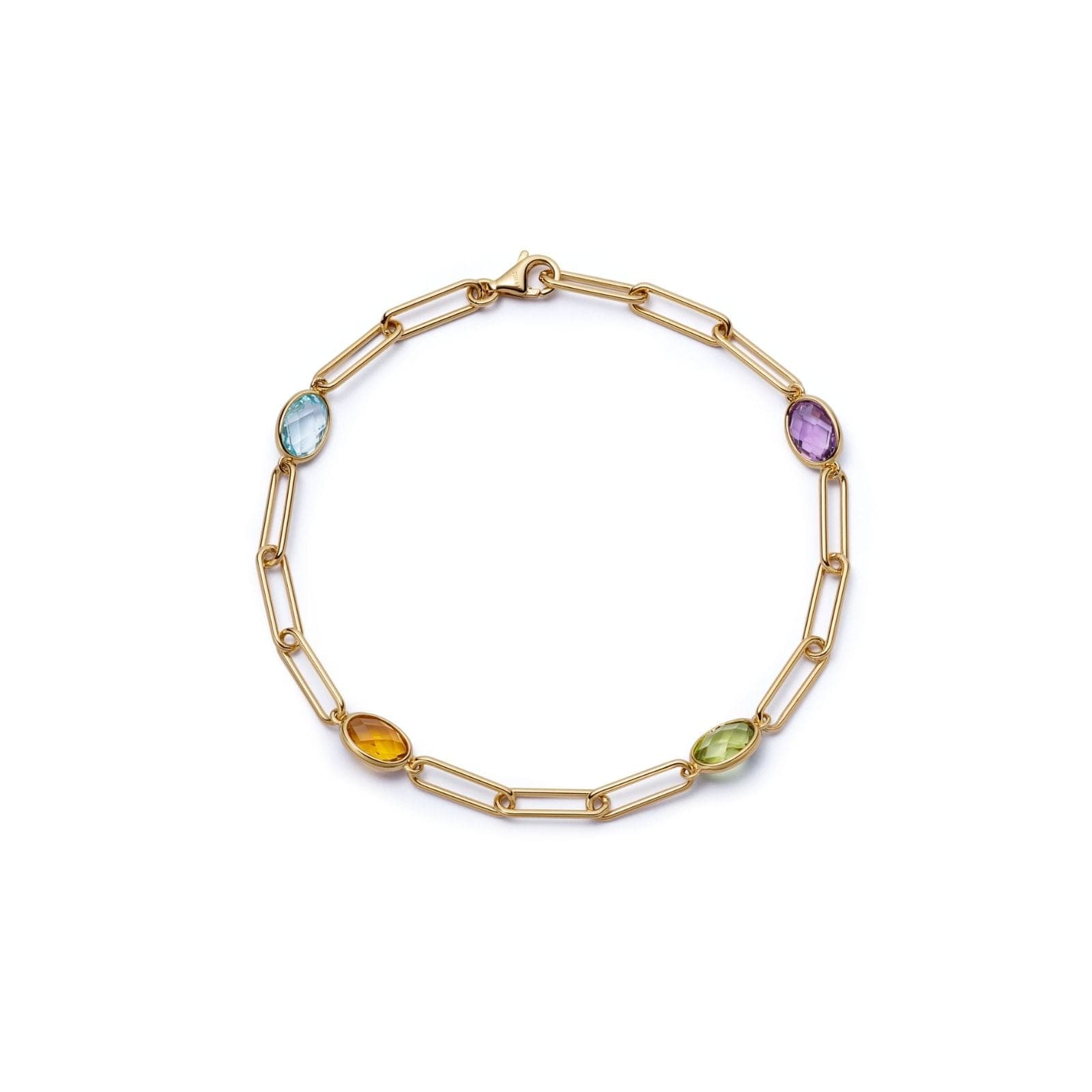 18ct Yellow Gold Multi Gemstone Chain Bracelet