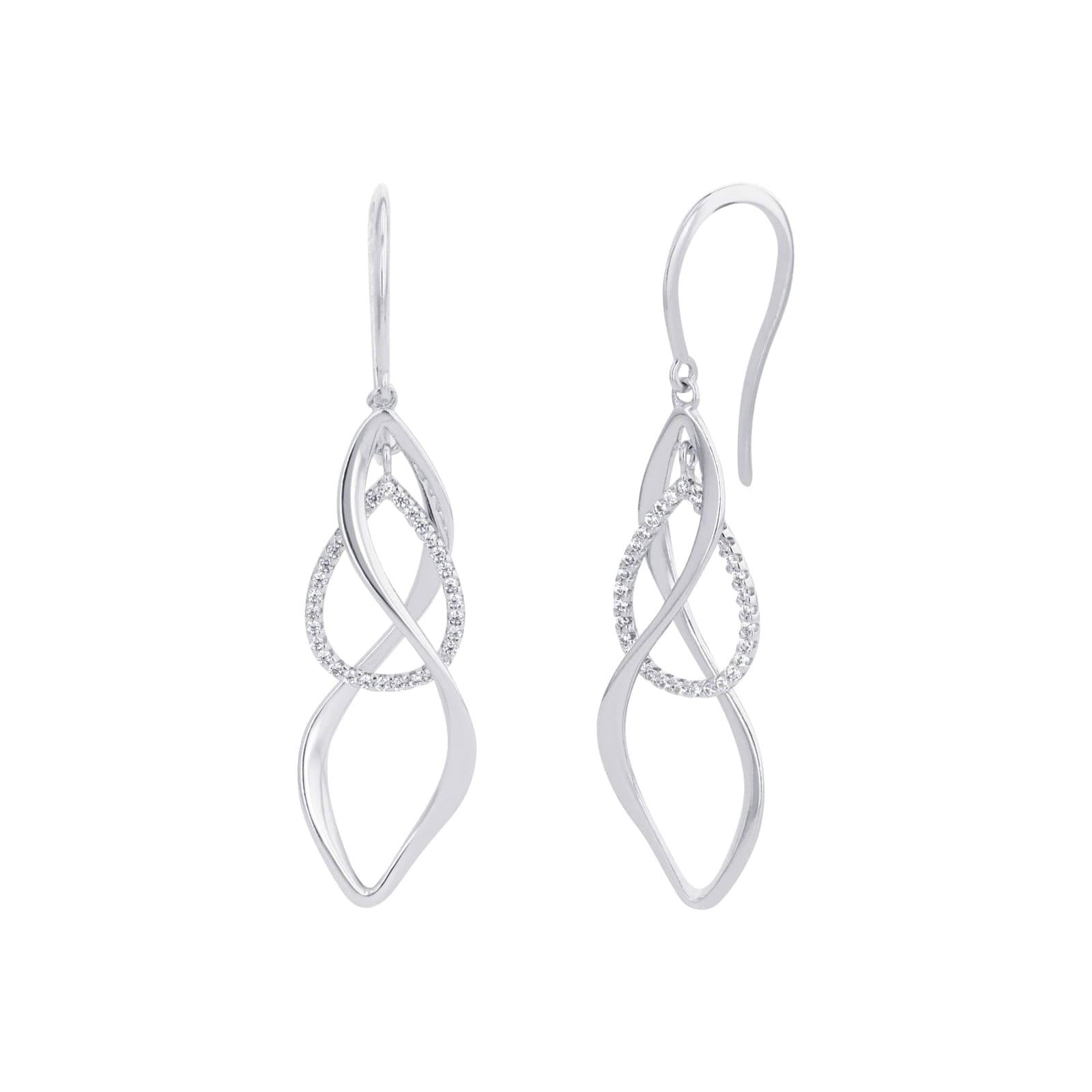Silver 35mm Swirl Drop Earrings
