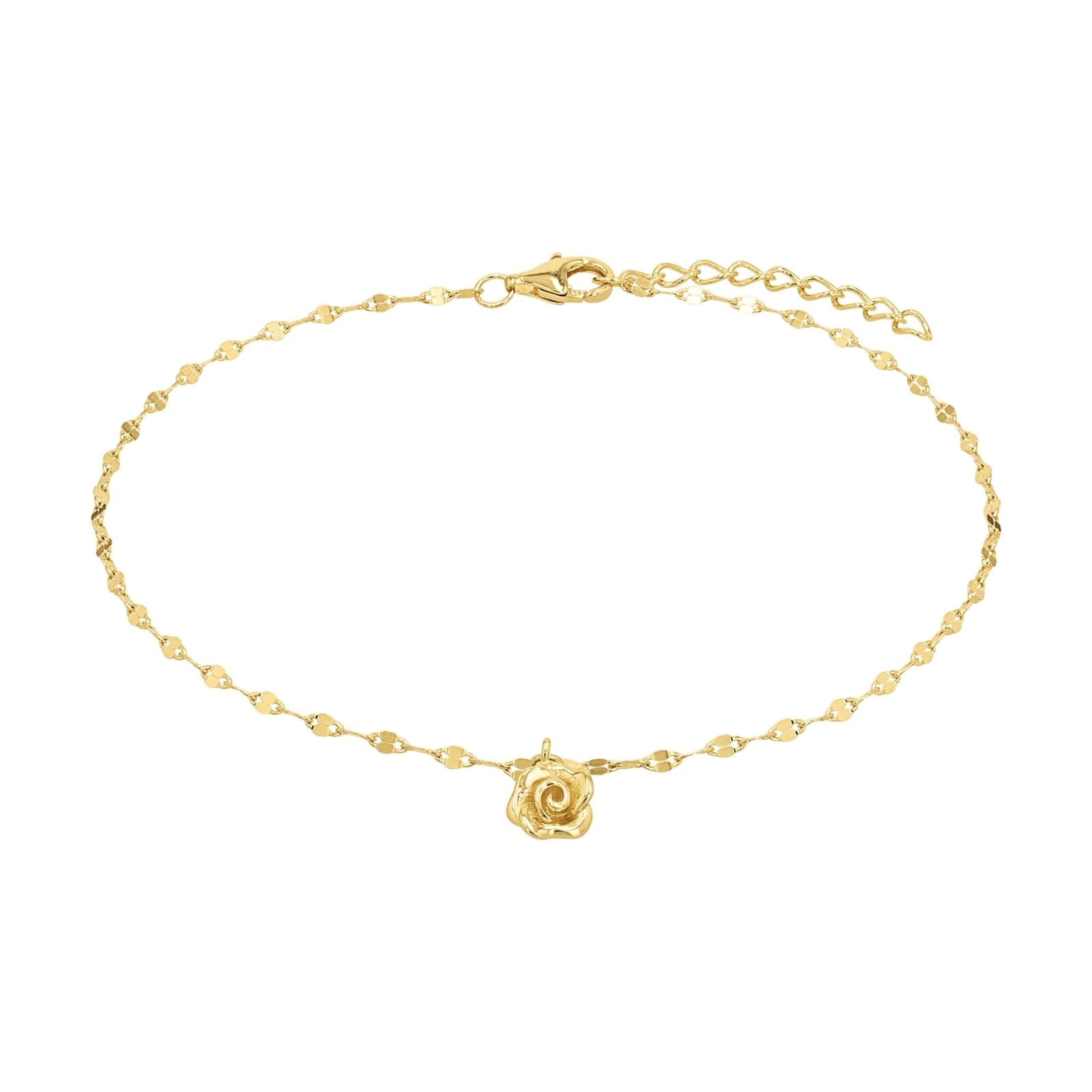 Yellow Gold Coloured Sterling Silver Flower Anklet