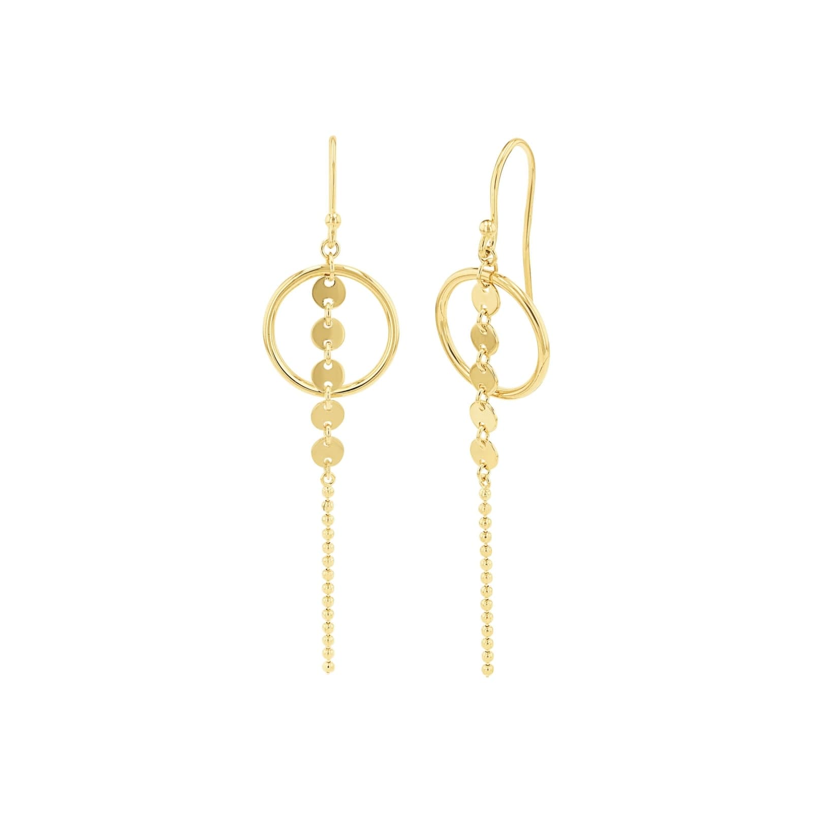 Yellow Gold Coloured Sterling Silver Circular Drop Earrings