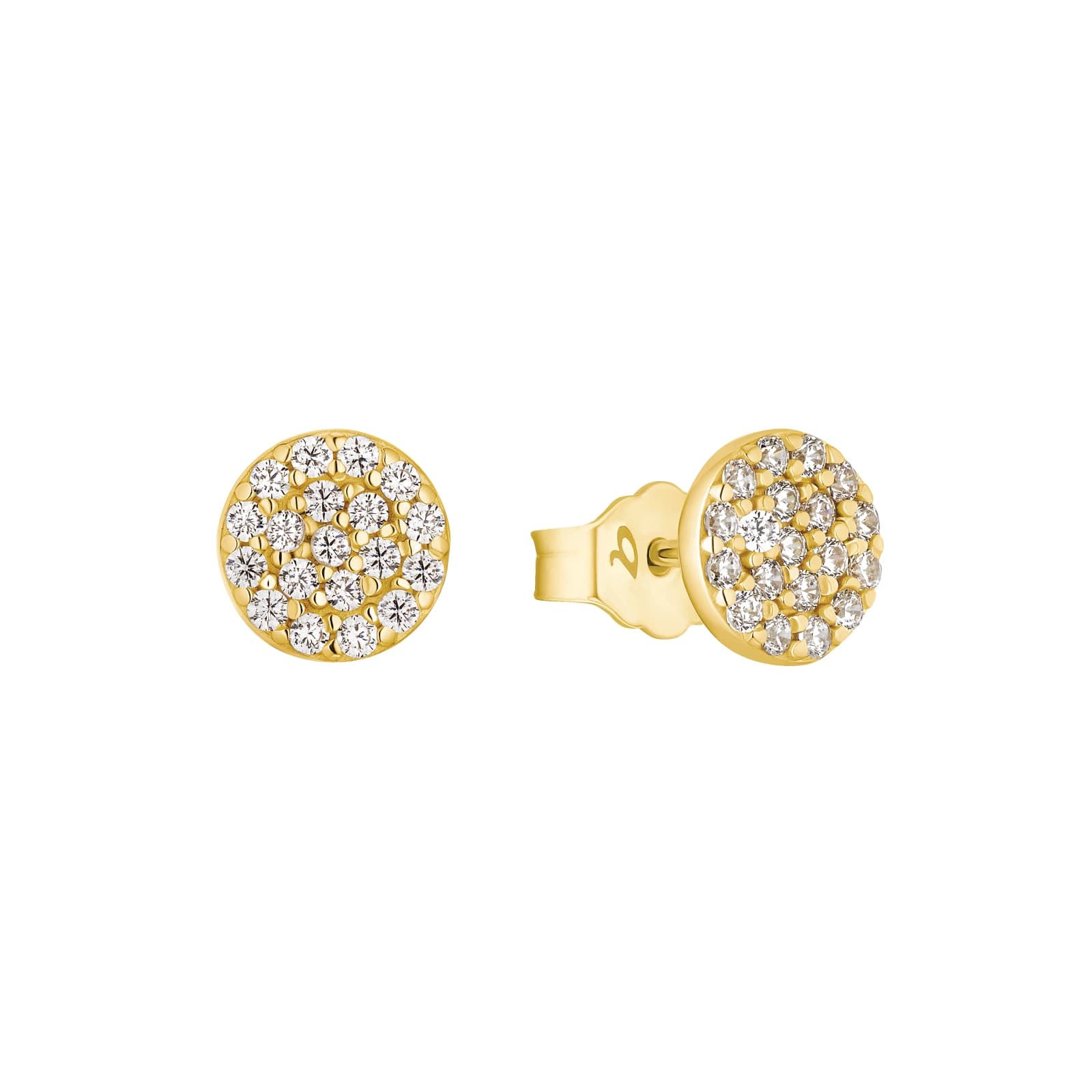 9ct Yellow Gold Cubic Zirconia Circle Stud Earrings