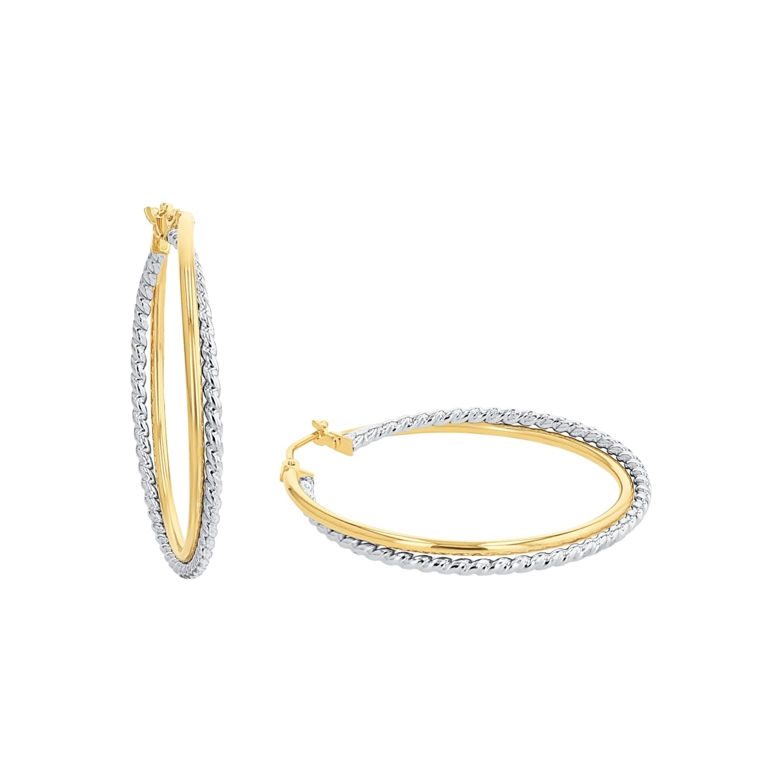 9ct Yellow Bi Colour Hoop Earrings