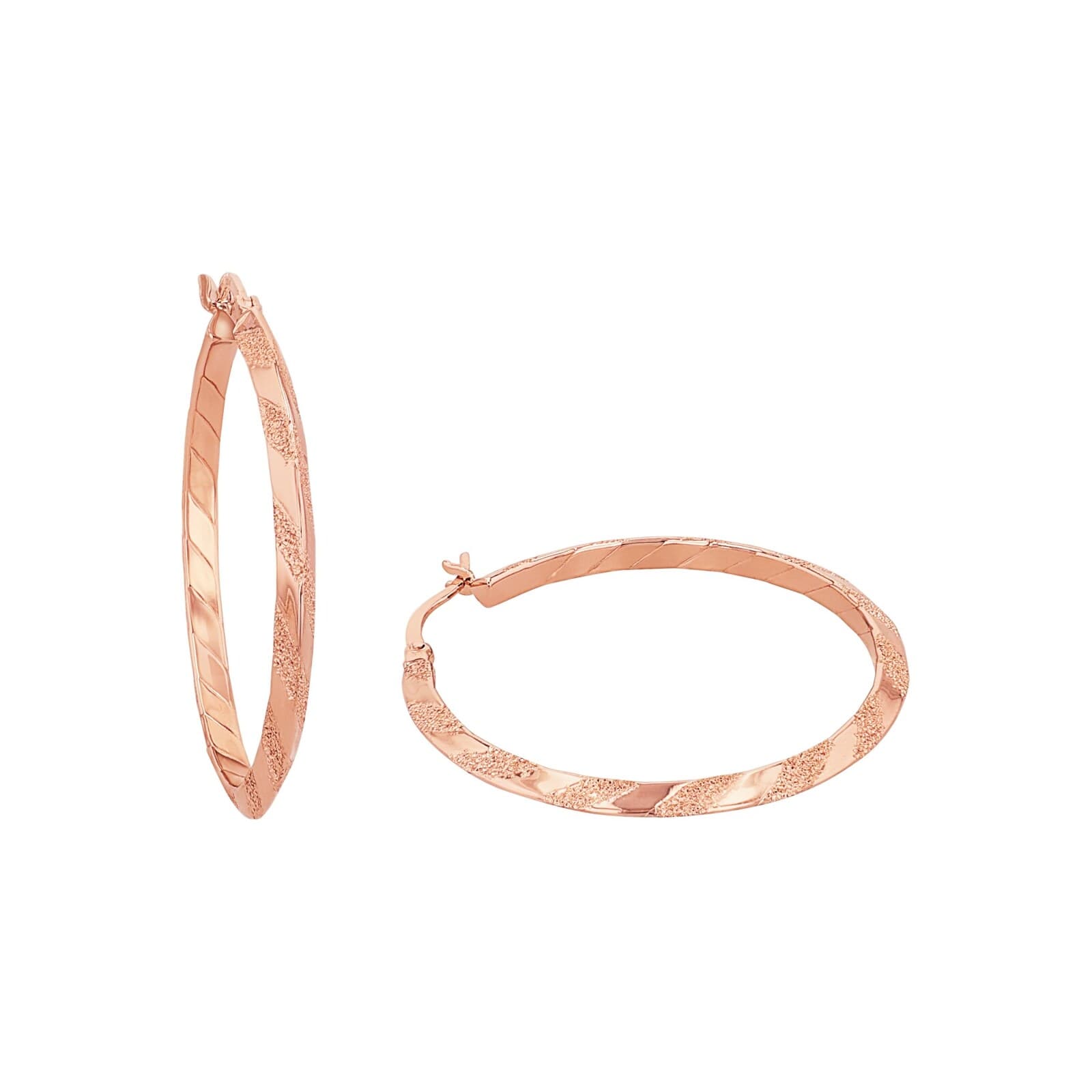 Rose Gold Coloured Sterling Silver Hoop Earrings