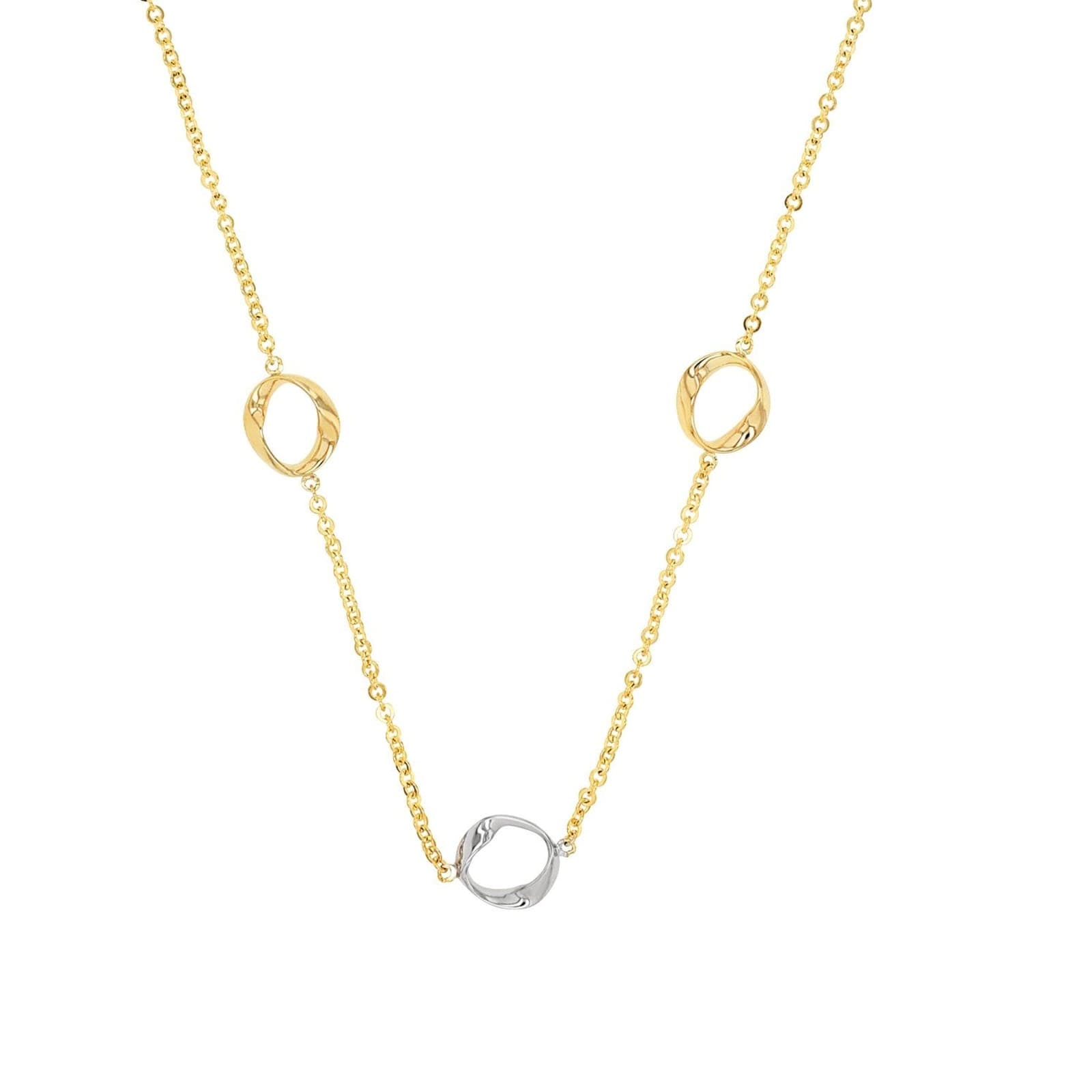 9ct Yellow Gold Bi Colour Loop Necklace