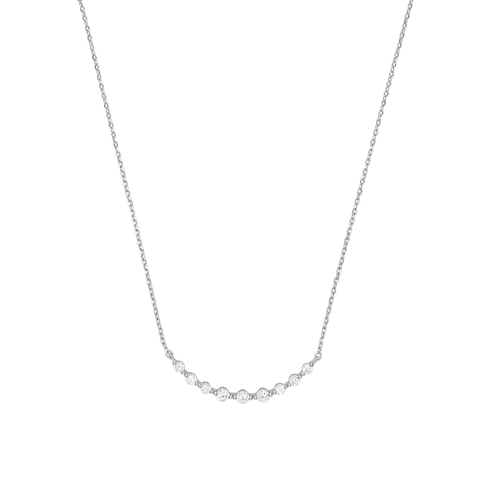 Silver Cubic Zirconia Round Bar Necklace