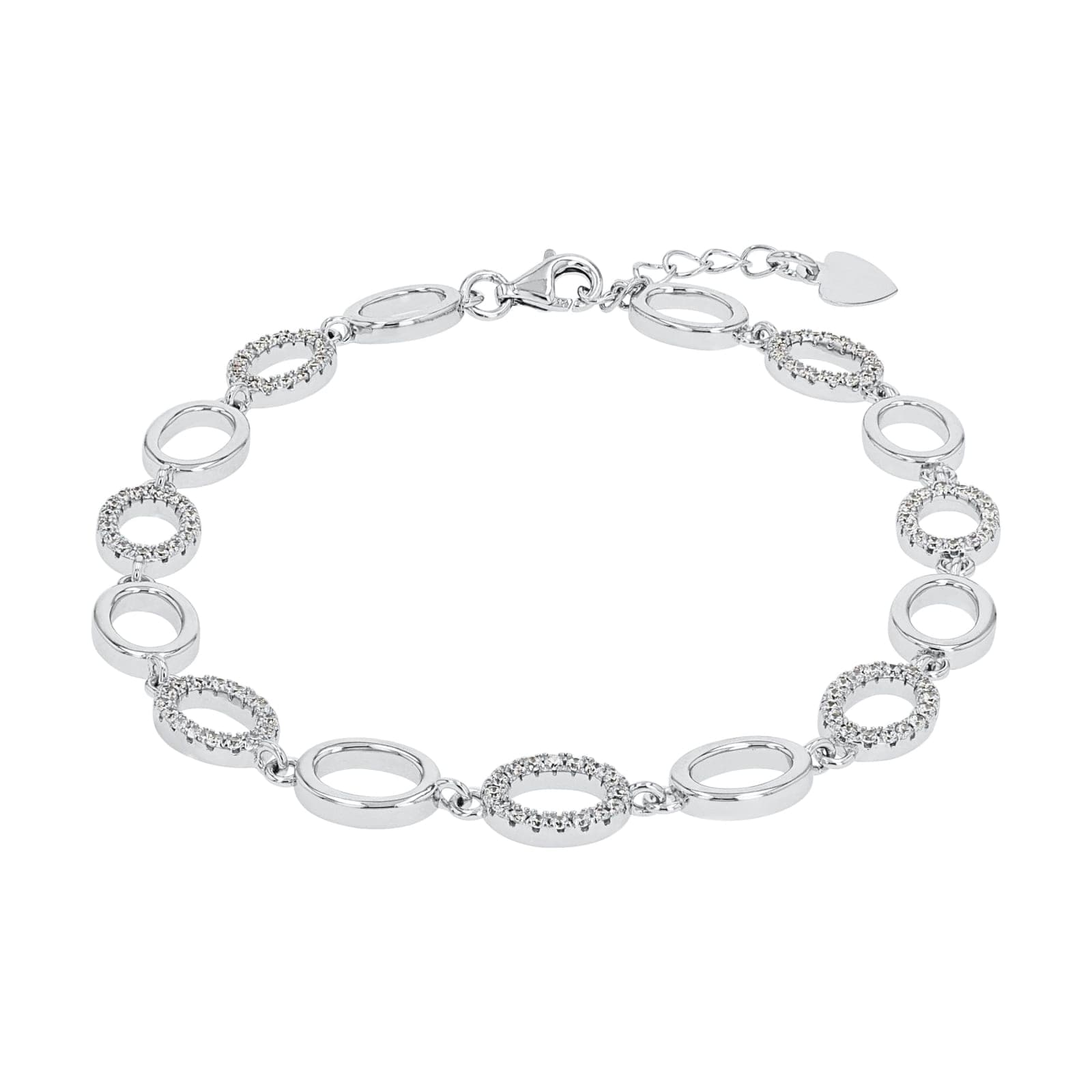 Silver Cubic Zirconia Loop Chain Bracelet