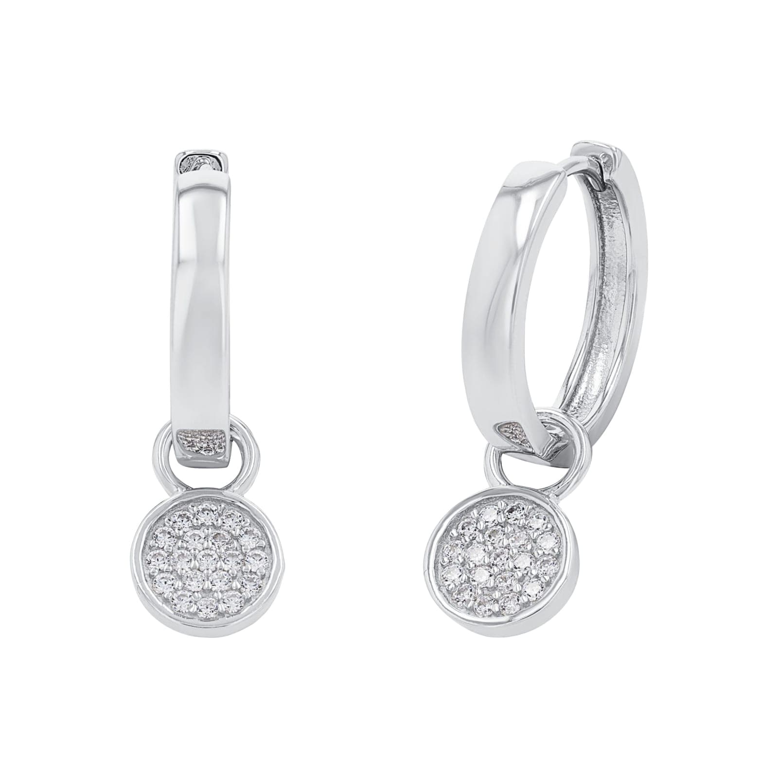 Silver Cubic Zirconia Circle Hoop Earrings