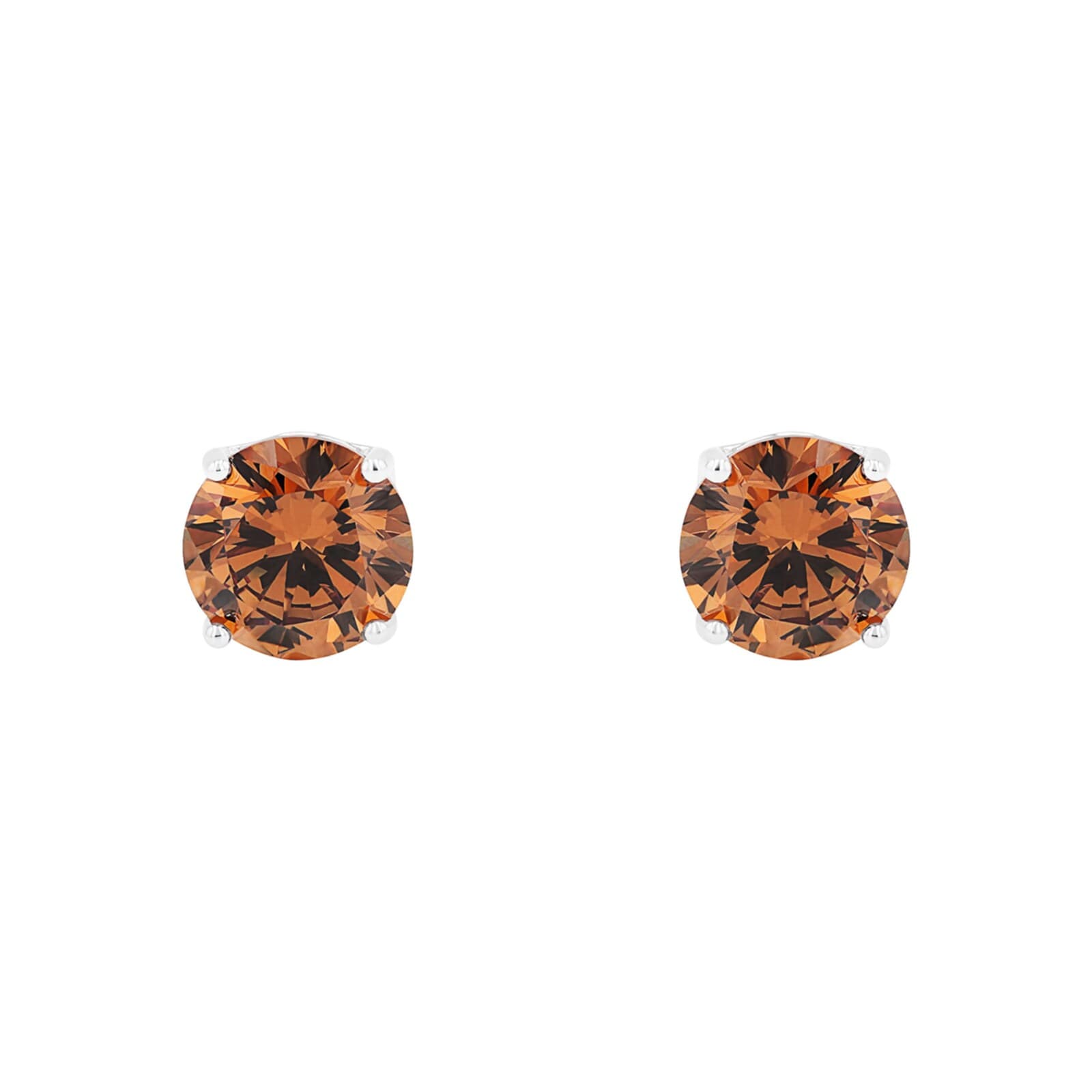 Sterling Silver Brown Cubic Zirconia Stud Earrings