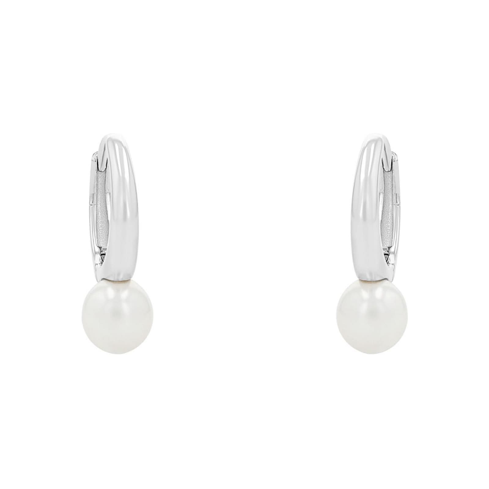 Sterling Silver Pearl Hoop Earrings