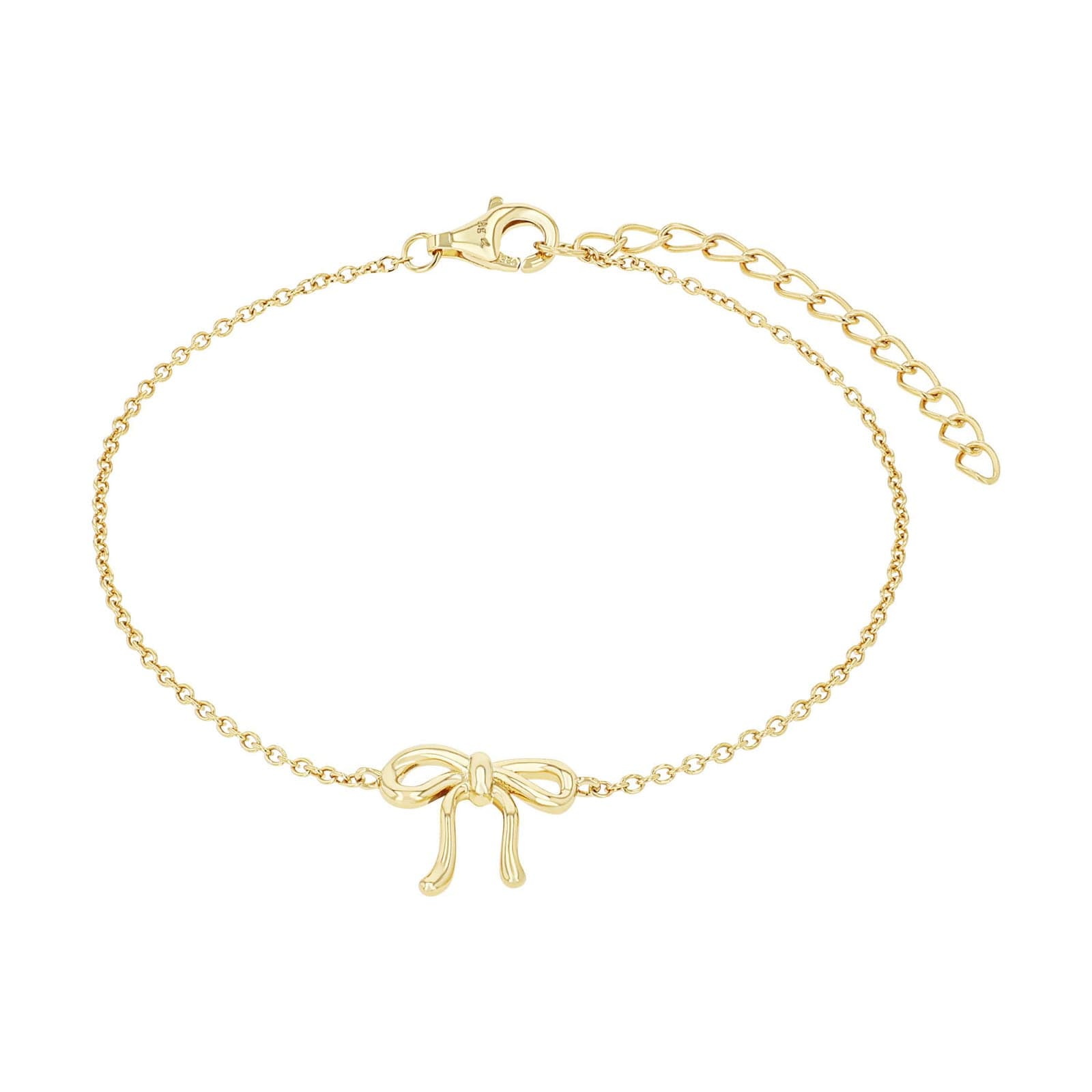 Yellow Gold Coloured Sterling Silver Bow Bracelet