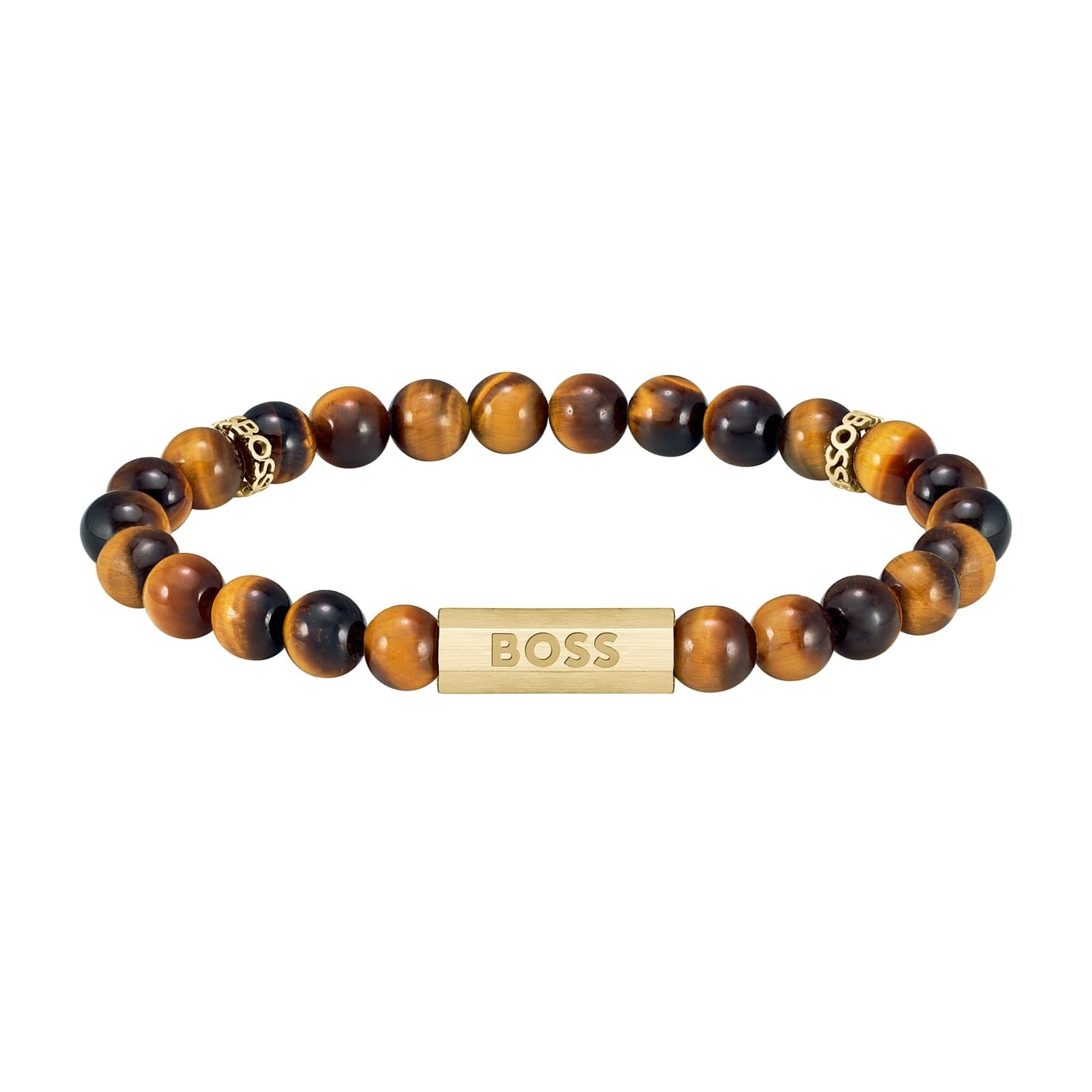 Gents BOSS Tiger Eye Beaded Bracelet