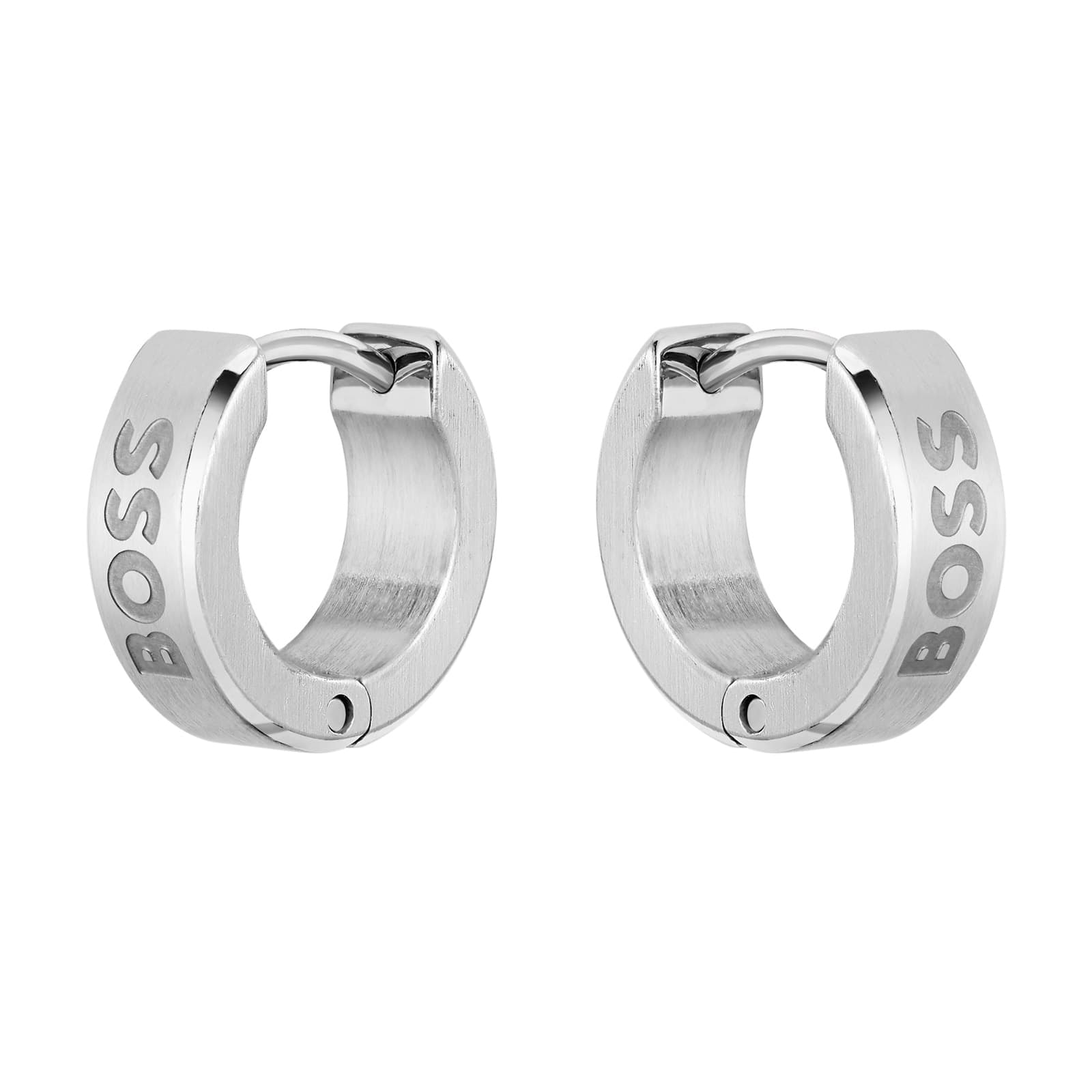 Gents BOSS Odell Silver Tone Huggie Hoop Earrings