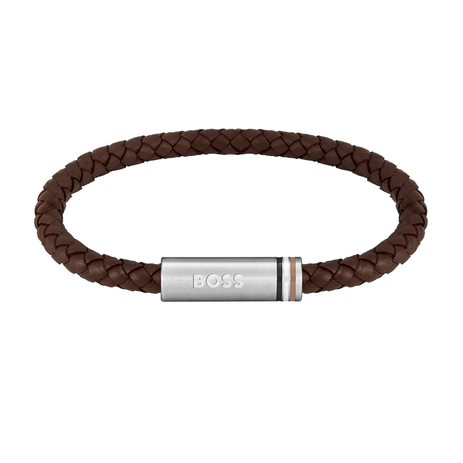 Gents BOSS Brown Braided Leather Bracelet
