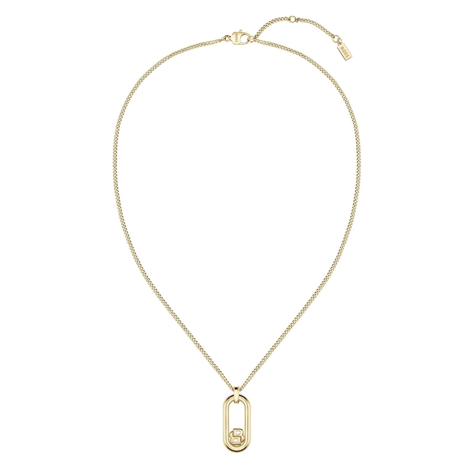 Ladies BOSS Double B Yellow Gold Coloured Necklace