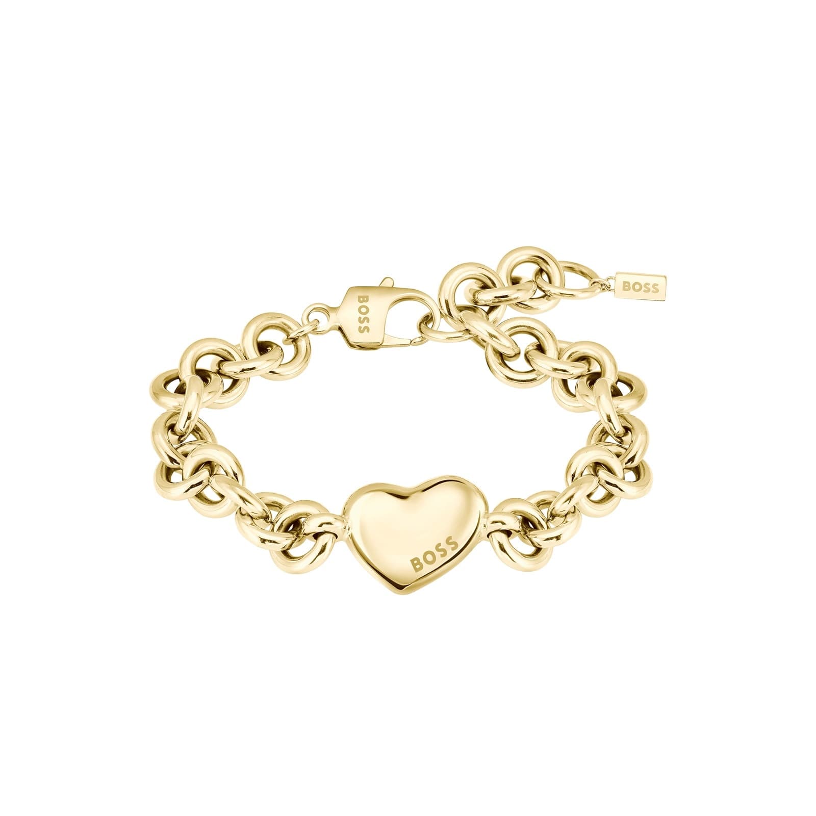 Ladies BOSS Honey Love Yellow Gold Coloured Heart Charm Bracelet