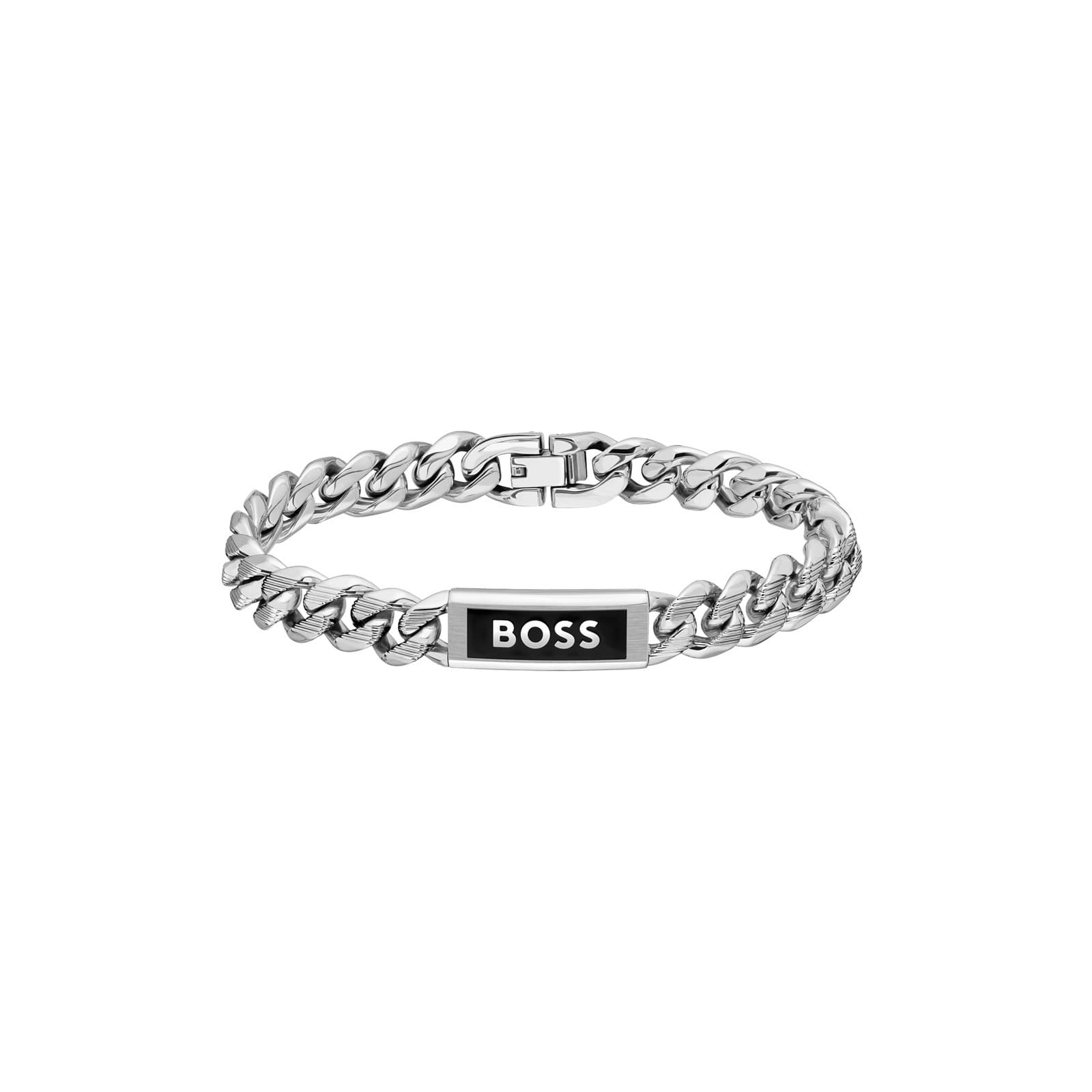 Gents BOSS Kassy Stainless Steel & Black Enamel Bracelet