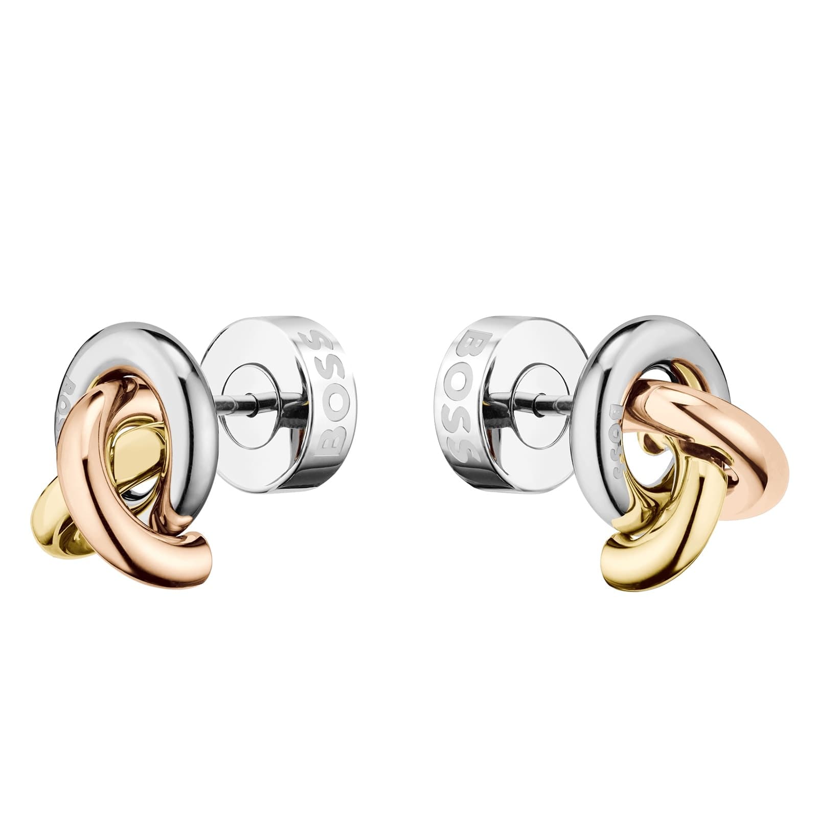 Ladies BOSS Harmonie Tri Coloured Knot Stud Earrings